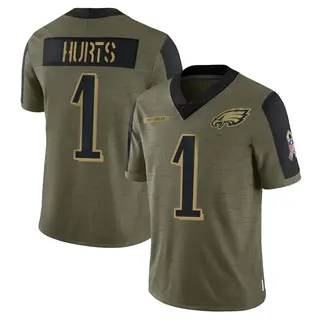 Limited Men's Jalen Hurts Philadelphia Eagles Nike 2021 Salute To Service Jersey - Olive
